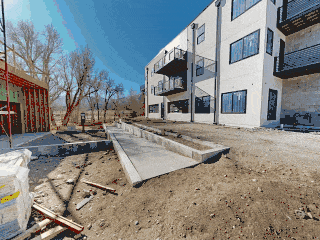 Animated 3D walkthrough of a scanned interior space